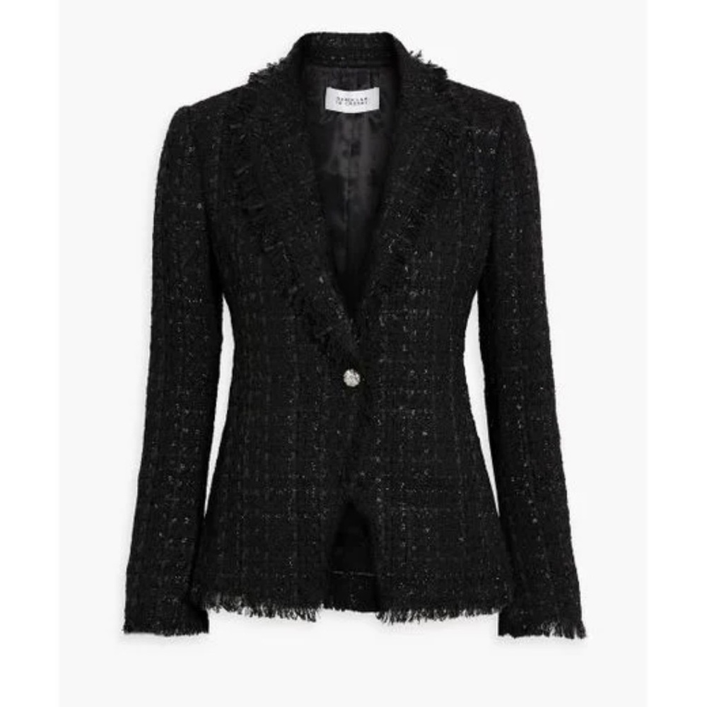 Derek Lam 10 Crosby Women's Black Adelaide Frayed Metallic Bouclé-tweed Jacket
